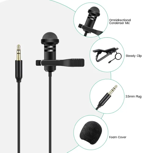 Vista 6 de 2 Pack de micrófonos Lavalier compatibles con DJI Mic 2 y Rode Wireless Pro/Wireless GO 2 / II Transmisores - Micrófono lapel omnidireccional lav