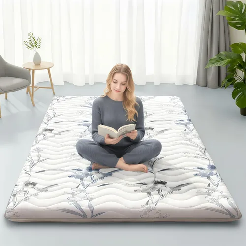 Vista 11 de Colchón de Suelo Japonés, 100% Espuma Cómoda de Alta Densidad, Colchón Plegable Engrosado de 4", Tapete Tatami para Dormir, Ideal para Comodidad
