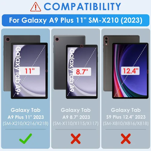 Vista 2 de DETUOSI Funda con teclado retroiluminado para Samsung Galaxy Tab A9 Plus/A9+ 5G de 11 pulgadas (SM-X210) 2023 Android Tablet con soporte para S Pen