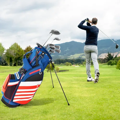 Vista 8 de Bolsa de Soporte de Golf, Ligera con Divisores Superiores de 14 Compartimentos, Bolsa de Transporte de Golf con 8 Bolsillos, Bolsa de Golf