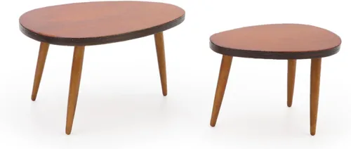 Vista 3 de Muebles en miniatura, 2 piezas, mesa de casa de muñecas, juego de mesa triangular de madera, escala 1/12, accesorios de modelo de casa pequeña