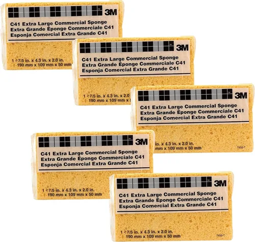 3M Esponja comercial extra grande – Esponja de limpieza duradera y altamente absorbente para tareas pesadas – Paquete de 5
