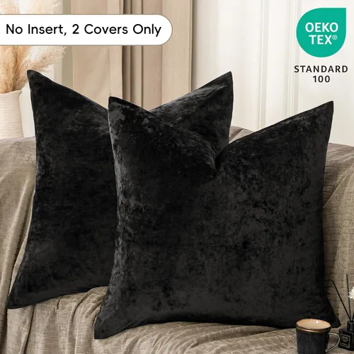 Vista 3 de PHF Fundas de almohada de terciopelo real, 24 x 24 pulgadas, sin rellenos, paquete de 2 fundas de cojín de color degradado, ultra suaves