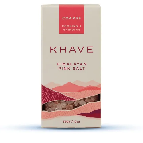 KHAVE Sal rosa del Himalaya de 12 onzas | sal marina gruesa, sal gruesa | sal rosa del Himalaya gruesa | halal | sal kosher | Cristales gourmet