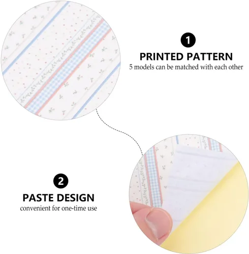 Vista 4 de Kisangel 5 hojas de calcomanías de pared para casa de muñecas, papel tapiz autoadhesivo para casa de muñecas, papel tapiz DIY 1: 12 escala