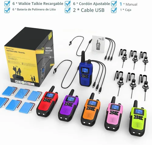 Vista 2 de Topsung Walkie Talkies Long Range FRS IVOX NOAA 1800mAh Li-Po Rechargeable Blue Green Orange Purple Red Pink