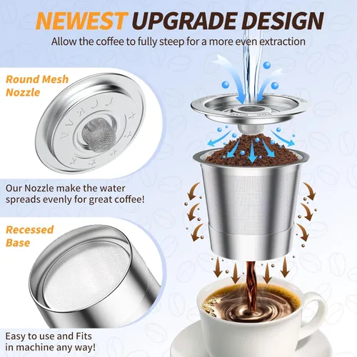 Vista 2 de AANQQ Cápsulas de café reutilizables K Cup para Keurig 1.0: K Cup de acero inoxidable rellenable - Filtro de café reutilizable para cafetera Keurig