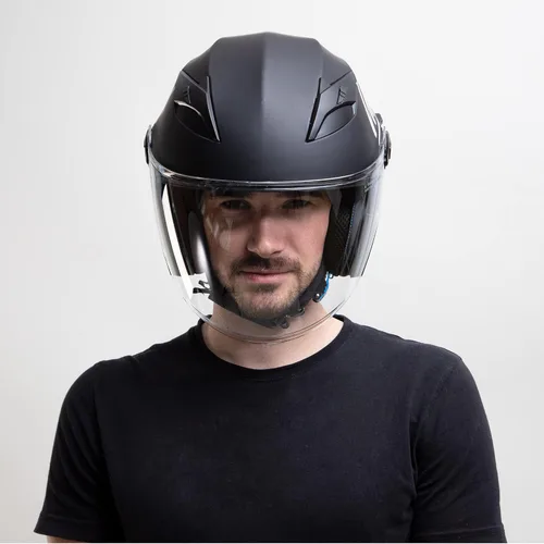 Vista 5 de Westt Rover Casco de motocicleta Casco de ciclomotor de cara abierta estilo retro para motocicleta scooter Harley con visera solar Casco 34