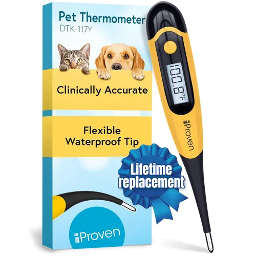 iProven - Termómetro para perros y gatos para detección precisa de fiebre, punta flexible cómoda, termómetro impermeable para mascotas, lecturas