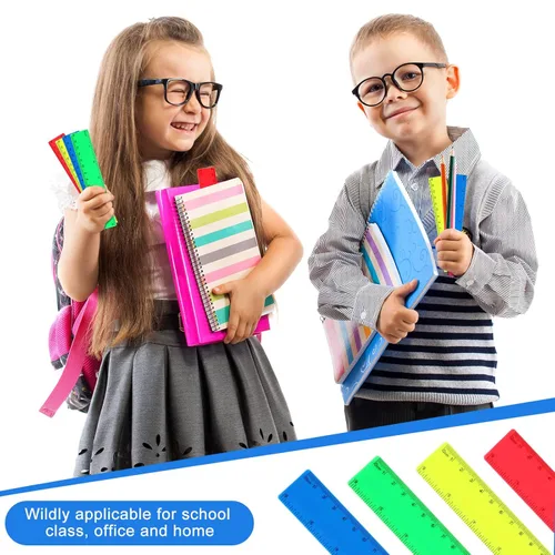 Vista 2 de Zonon 100 reglas de 6 pulgadas, reglas de plástico flexibles y rectas con pulgadas y centímetros, regalo para el primer día de escuela, suministros