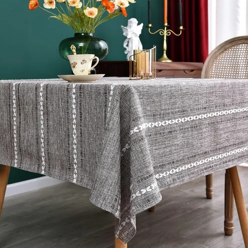Vista 10 de NEWISHER Mantel cuadrado pequeño bordado, cubierta de mesa auxiliar de 20 x 20 pulgadas Mantel auxiliar amarillo con textura de lino a rayas