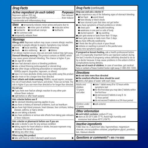 Vista 3 de Amazon Basic Care Tabletas de naproxeno sódico para aliviar el dolor de cabeza, 220 mg, también alivia la artritis, dolores musculares, dolor