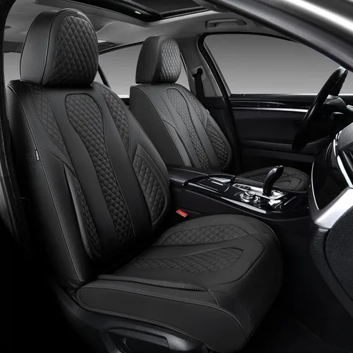Vista 28 de KEYOOG Juego completo de fundas de asiento de automóvil de cuero napa impermeables y transpirables de 2 plazas, aptas para asientos delanteros