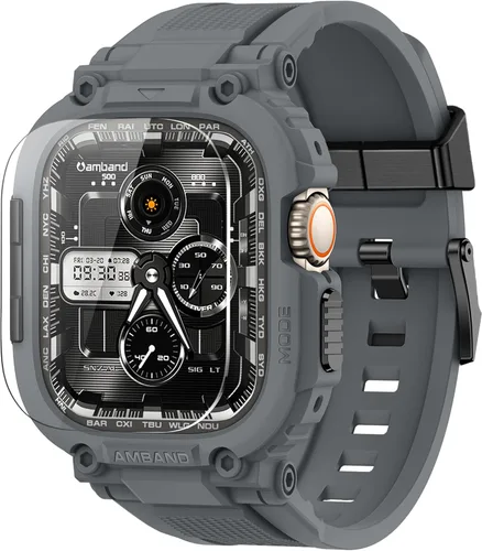 Vista 10 de amBand Compatible con Apple Watch Series 9/8/7/6/5/4 & SE 3/2/1 Correa de 41mm/40mm para Hombres, Caja M1 Deportiva y Resistente con Correa