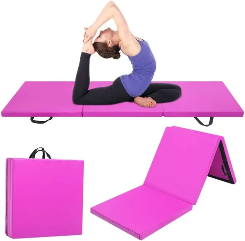 Vista 9 de Ochine Alfombrilla de gimnasia plegable de tres pliegues de 6 x 2 x 2 pulgadas, esterilla de yoga, esterilla de gimnasio con asas de transporte