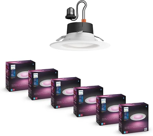 Vista 13 de Philips Hue Luz LED inteligente empotrable de 5/6 pulgadas - Luz de ambiente que cambia de color blanco y color - 1 paquete - 1100LM - Control