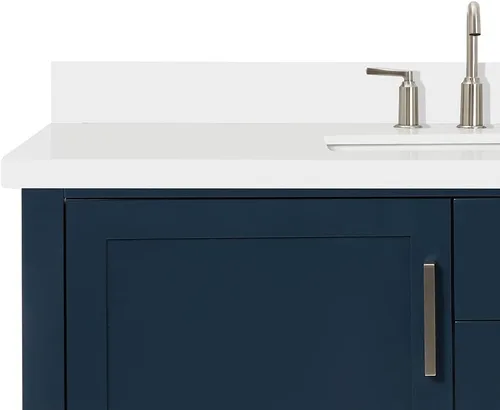 Vista 14 de ARIEL Bayhill - Tocador de baño con lavabo de 54 pulgadas, madera maciza, encimera de cuarzo blanco puro de 1.5 pulgadas, fregadero rectangular Negro