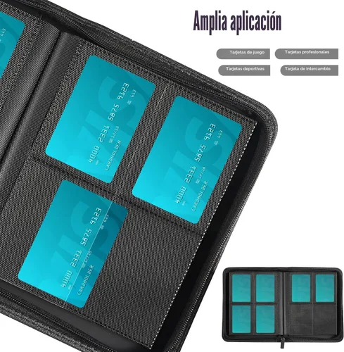 Vista 5 de Carpeta de Tarjetas de 4 Bolsillos con Cremallera, Libro Portatarjetas de 288 Bolsillos, Carpeta con Cremallera de Cubierta de PU Premium, Carpeta