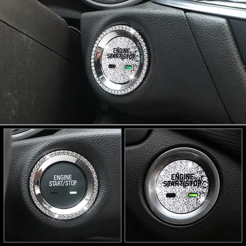 Vista 6 de CARFIB Accesorio de Brillo para Interior de Coche para Cadillac CT6 CTS Escalade SRX XT5 XTS Anillo de Botón de Encendido Botón de Arranque Motor