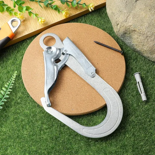 Vista 9 de Housoutil Rebar Snap Hook, High Strength Alloy Steel Large Drop Forged Double Lock Rebar Snap Hook, Multifunctional Safety Fall Protection Lanyard