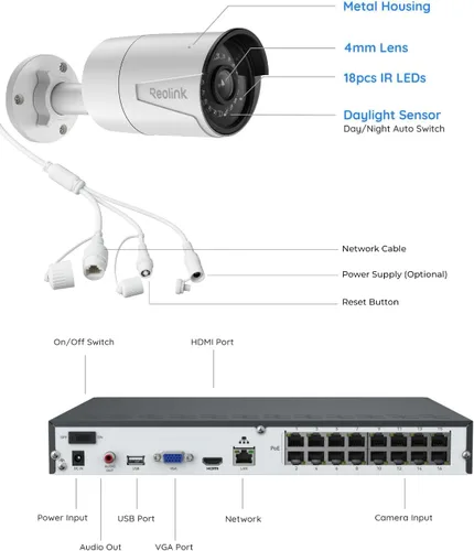 Vista 8 de REOLINK Sistema de cámara de seguridad para el hogar de 16CH 5MP con 4TB