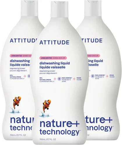 Vista 15 de ATTITUDE Dish Soap, EWG Verified, Plant-Based & Vegan Dishwashing Liquid, Naturally Derived, Citrus Zest, 23.7 Fl Oz (Pack of 3)