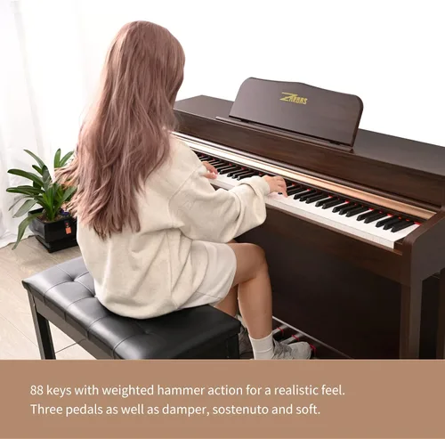 Vista 5 de ZHRUNS - Piano digital de 88 teclas con teclado de tamaño completo y teclas completamente ponderadas, teclado de piano acústico profesional