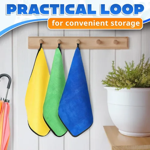 Vista 9 de 5 paños de limpieza de microfibra gruesos, trapos de limpieza de doble capa, tela GSM 600 de alta resistencia, hechas para un uso efectivo, toallas