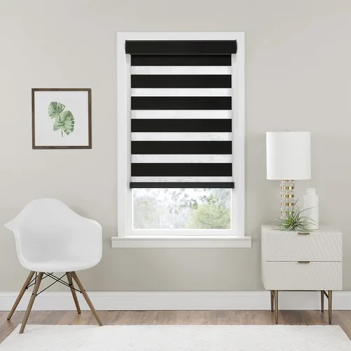 Achim Home Furnishings, Sombra celestial de doble capa para oscurecer la habitación, sin cordón, 33 x 72 pulgadas (CCRD33BK02)