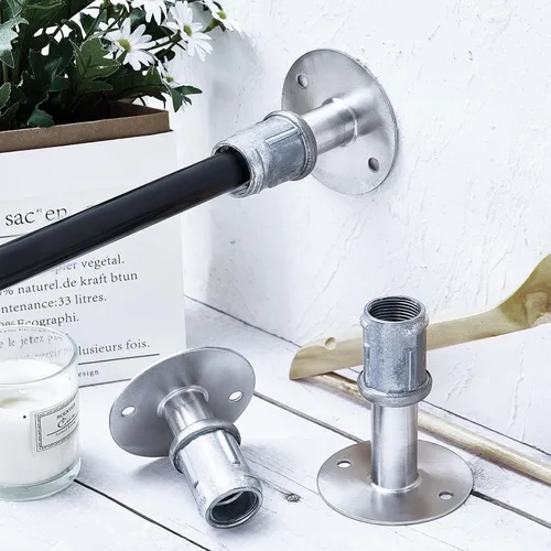 Vista 4 de Dunzy Pies con bridas de acero inoxidable para muebles de 3 1/2 pulgadas de diámetro, patas de mesa ajustables, base redonda, patas ajustables