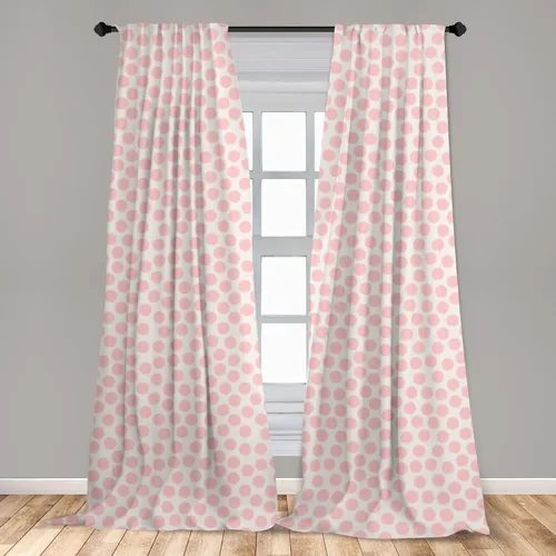 Vista 3 de Ambesonne Retro Window Curtains, Hand Drawn Style Dots in Pastel Color and Retro Style Pattern, Lightweight Decor 2-Panel Set with Rod Pocket, Pair