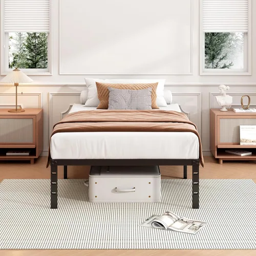 Vista 4 de Hafenpo Base de cama individual de 12 pulgadas, plataforma de metal resistente, tamaño individual, no necesita somier, resistente, fácil montaje
