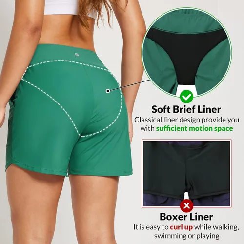 Vista 4 de baleaf Traje de baño de cintura alta de 3, 5, 7, 9 pulgadas, para mujer, de secado rápido, con bolsillos