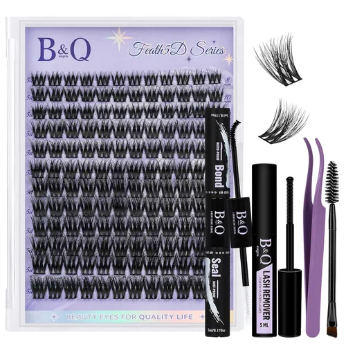 Vista 23 de B&Q - Kit de racimos de pestañas Wispy Flora - Feath5D 01, kit de racimos de pestañas con pegamento y herramientas, kit de pestañas ligeras