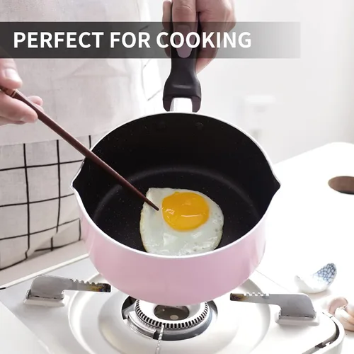 Vista 2 de Juego de cacerolas antiadherentes con tapa, antiadherente de 1 cuarto y 2 cuartos de galón con tapa de vidrio, olla pequeña para cocina del hogar