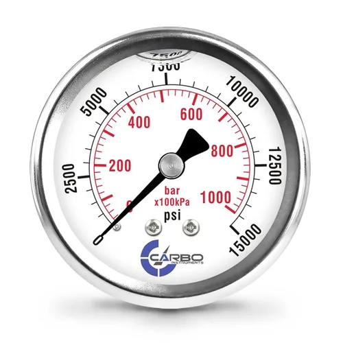 Vista 11 de Carbo Compound Pressure Gauge -30 inHg to 15 PSI, NIST Traceable, USA Lab Calibrated, 2.5" Dial, 1/4 NPT Back Mount, ASME Grade A, 304 SS Case