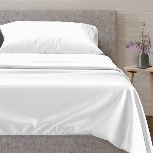 Vista 52 de Mayfair Linen Juego de sábanas de 100% algodón egipcio, tamaño individual (paquete de 2) – Sábanas de lujo blancas de 600 hilos, tamaño individual