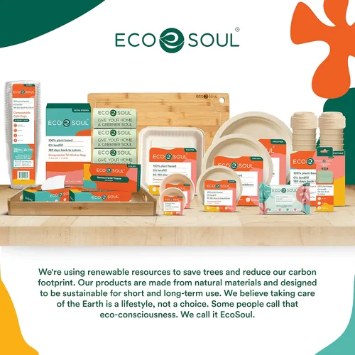 Vista 9 de ECO SOUL Cuencos de sopa 100% compostables de 24 onzas (paquete de 100) cuencos desechables resistentes I Tazón de papel resistente I Ensaladera