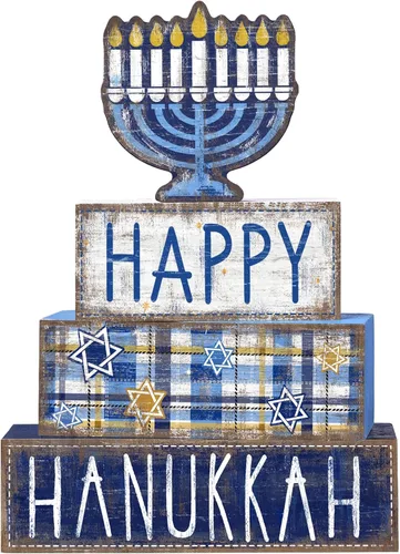 Vista 16 de DIYDEC 4 piezas de decoración de mesa de Navidad, árbol de Navidad, letrero de bloque de madera, decoración de bandeja escalonada de Navidad, pieza