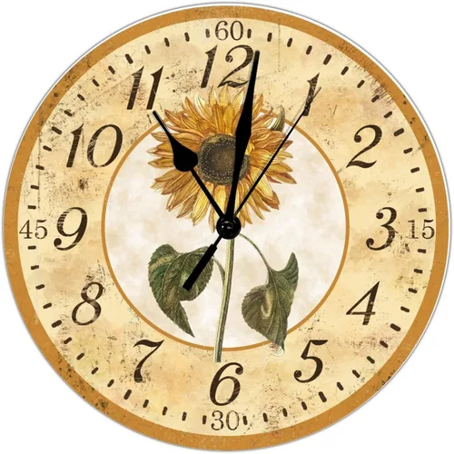 Reloj de pared de crisantemo, girasoles, reloj de pared sin tictac, reloj de pared de 10 pulgadas, funciona con pilas, moderno reloj redondo de