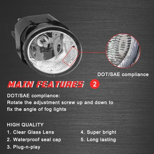 Vista 6 de Lámparas antiniebla de conducción de repuesto para Nissan Sentra 2000-2003, Nissan Frontier 2001-2004, Nissan Xterra 2002-2004, Maxima 00-01