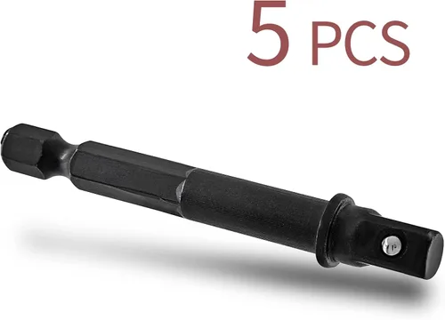Vista 2 de Biaungdo Adaptador de broca cuadrada, 5 piezas de extensión de enchufe de impacto hexagonal de 1/4, adaptador de enchufe de impacto para taladros