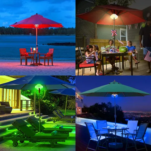 Vista 3 de LUXSWAY Luz de sombrilla de patio que cambia de color, funciona con pilas, color blanco