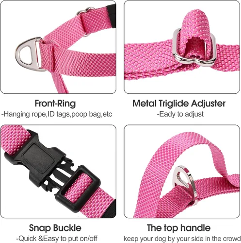 Vista 3 de Annchwool Arnés ajustable para perro, ligero sin tirones, con asa para perros pequeños, medianos y grandes, clip frontal, arnés de chaleco fácil