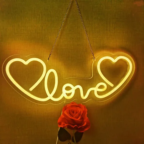 Vista 7 de Letrero de neón LED rosa con corazón de amor para boda, proponer matrimonio, día de la madre, día de San Valentín, decoración de pared, regulable