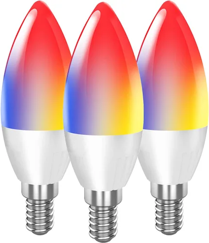 DOGAIN Bombillas LED para candelabros con base E12, cambio de color y bombilla inteligente regulable, compatible con Alexa Google Home, bombillas de