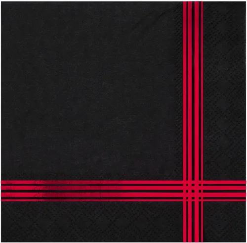 Vista 5 de 50 servilletas doradas negras de 3 capas, servilletas de cóctel de 5 x 5 pulgadas, servilletas de barra de papel dorado con borde de rayas