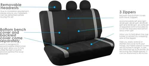 Vista 5 de Funda de asiento de auto morderna de alta calidad. Apta para la mayoría de autos, camiones, SUV, o Van FH GROUP FB133102.
