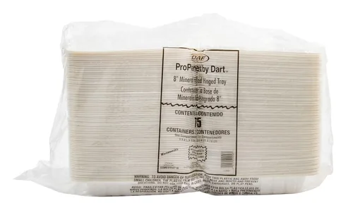 Vista 4 de DART ProPlanet - Recipientes para llevar con tapa con bisagras ecológicos rellenos de minerales, tamaño de 8.5 pulgadas, 1 compartimento, 150