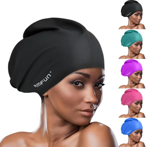 2 PCS Swimming Cap for Long Hair, Extra Large Swimming Caps for Women & Men, Silicone Adult Swim Cap, Waterproof Swimming Hat for Dreadlocks,